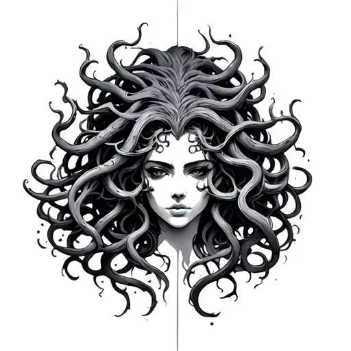 a cyber sigilism Medusa tatoo tattoo design idea