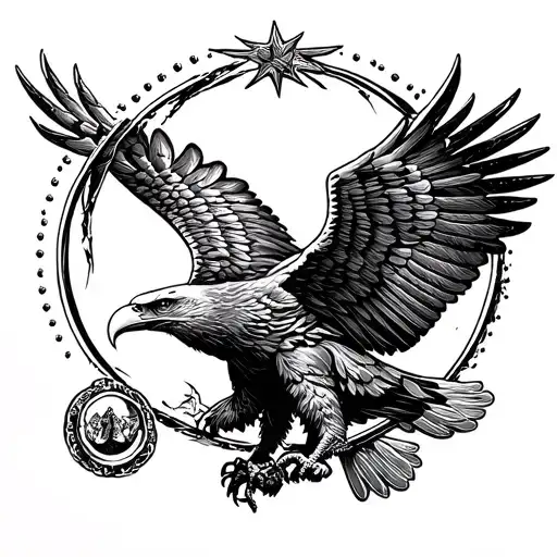 Federal eagle combines with a whipping ring tattoo design idea
