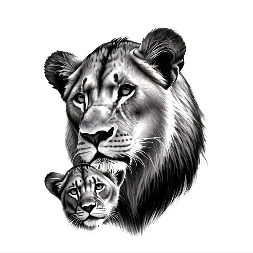 Lioness And Cub tattoo design idea