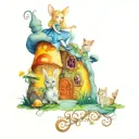 Alice in wonderland half sleeve with tiny Alice Falling down the rabbit hole at the top with huge mushrooms with the cat tattoo design idea