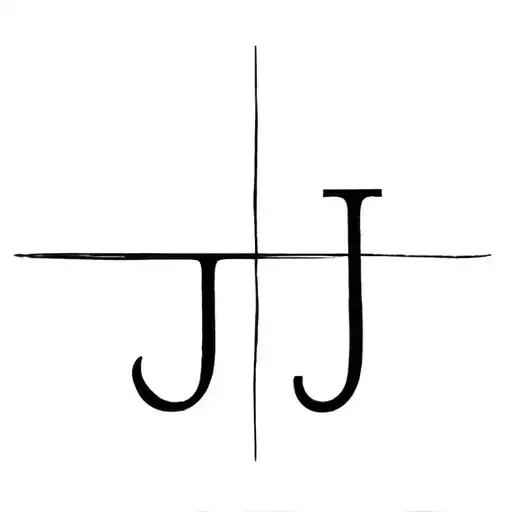 Symbol with the JJ initials and two parallel lines tattoo design idea