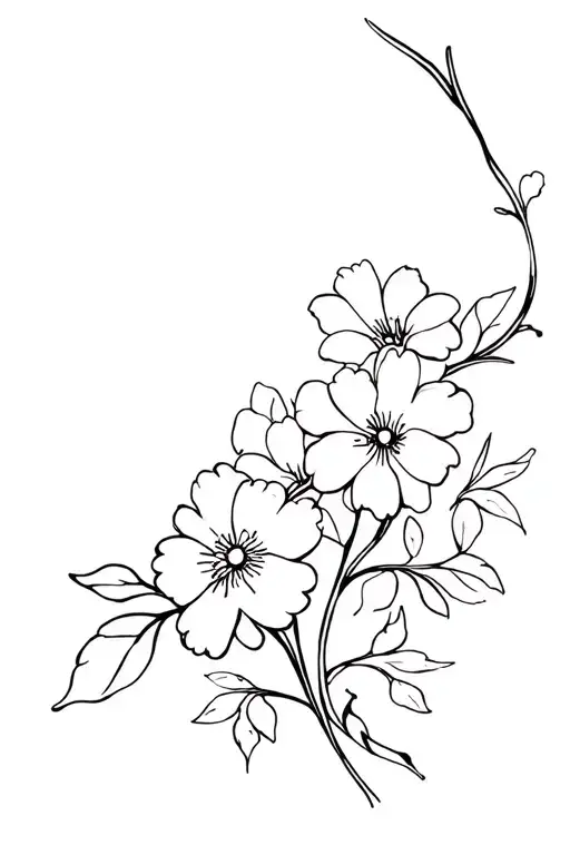 january, april, july birth flowers on vine tattoo design idea