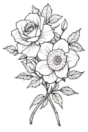 rose and daffodil flowers intertwined tattoo design idea