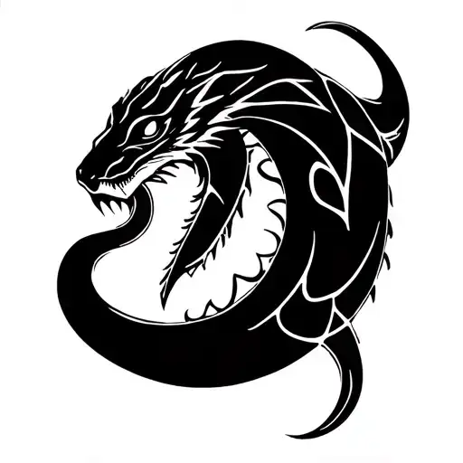 A drawing of an ouroboros–a snake eating its own tail–except that this one has bitten off the end of the tail so that i tattoo design idea
