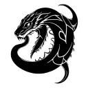 A drawing of an ouroboros–a snake eating its own tail–except that this one has bitten off the end of the tail so that i tattoo design idea