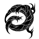  A drawing of an ouroboros–a snake eating its own tail–except that this one has bitten off the end of the tail so that i tattoo design idea