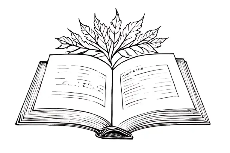 slot machines, book open, fall leaves tattoo design idea