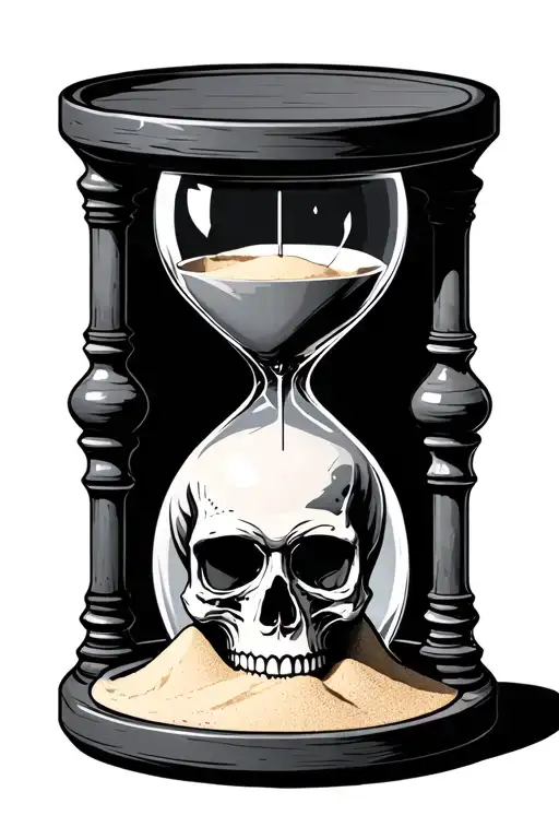 dark hourglass with sand and a skull as the base tattoo design idea