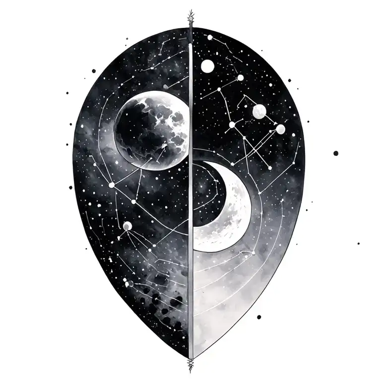 gemini and tourus constellations combining for rememberance, minimilistic tattoo design idea