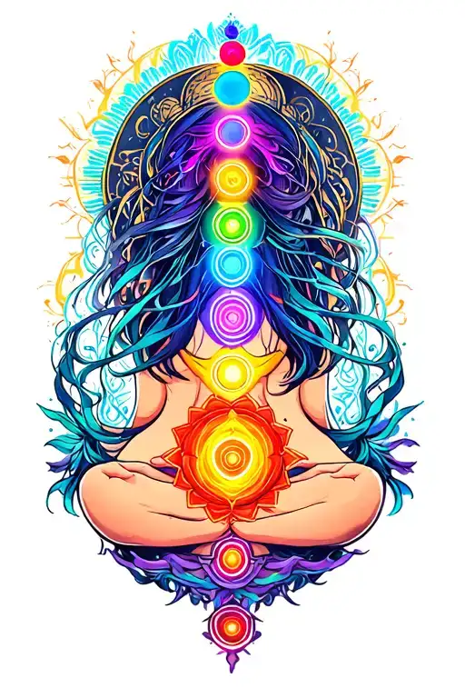 chakras intertwined with elements tattoo design idea