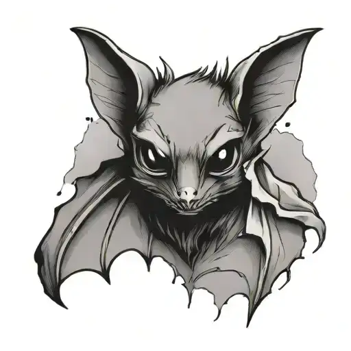 cute minimalistic bat tattoo design idea
