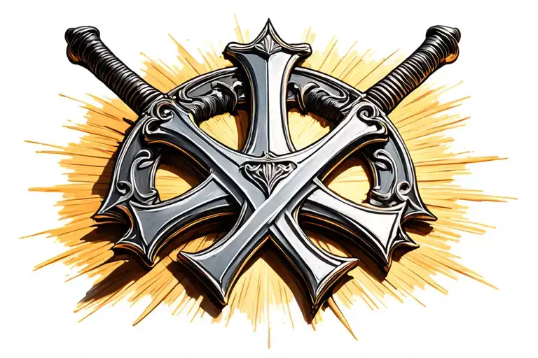 templar cross and a sword tattoo design idea