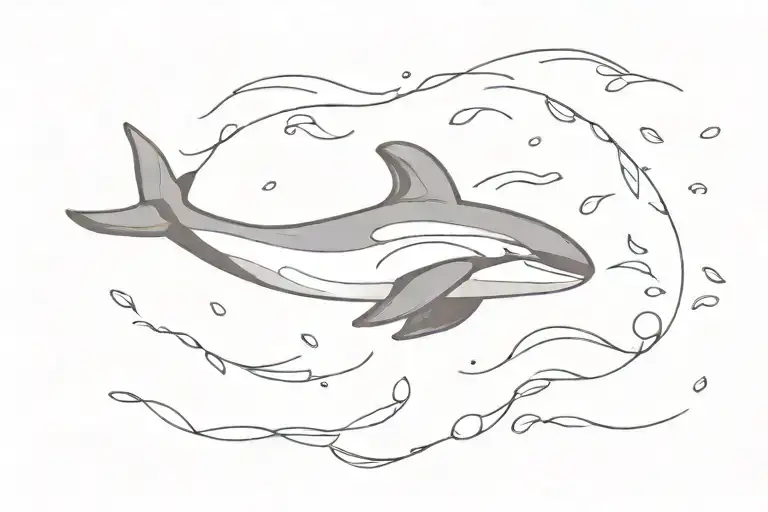killer whale swimming in a sea tattoo design idea