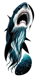 hammerhead, shark, whale, stingray, sea turtles, jellyfish, tattoo design idea