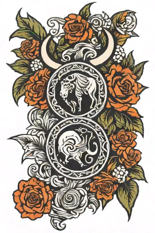 Taurus and Virgo symbol tattoo design idea