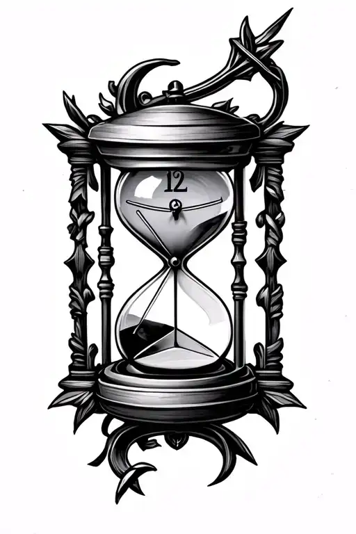 clock hourglass bow and arrow tattoo design idea