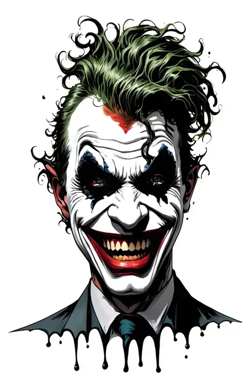 joker laughing half melting tattoo design idea