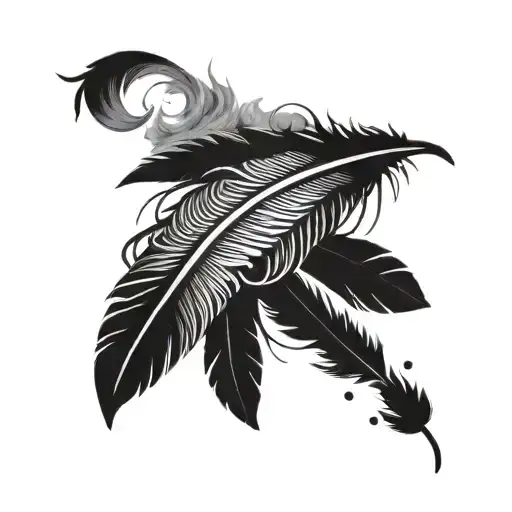 black feathers falling from the sky tattoo design idea