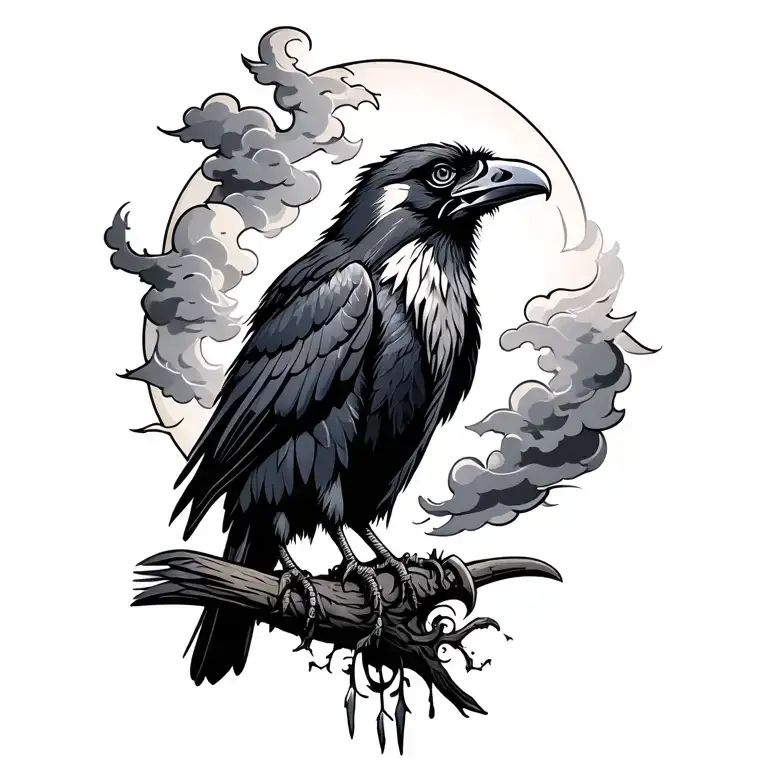ravens and clouds Viking  tattoo design idea