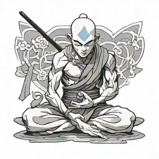 avatar Aang meditating tattoo design idea