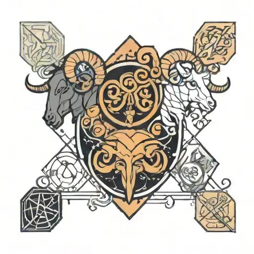 geometric piece featuring Aries, Gemini, and Libra tattoo design idea