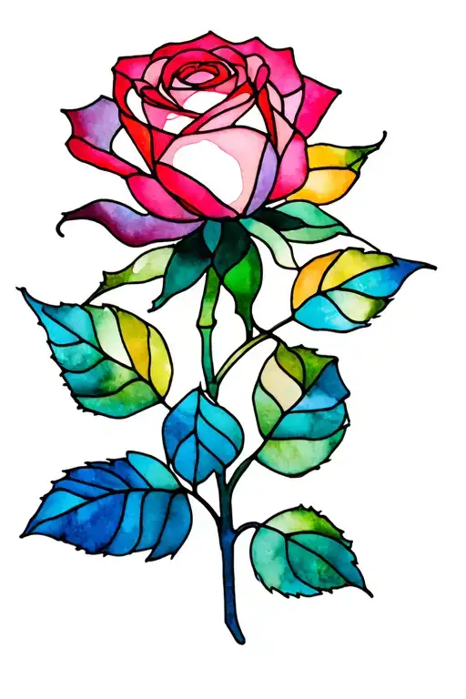 stained glass rose tattoo design idea