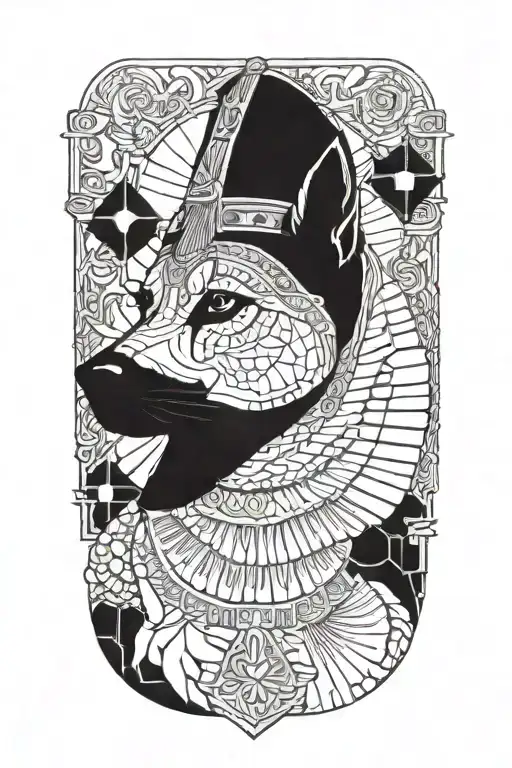 cleopatra, anubus dog tattoo design idea