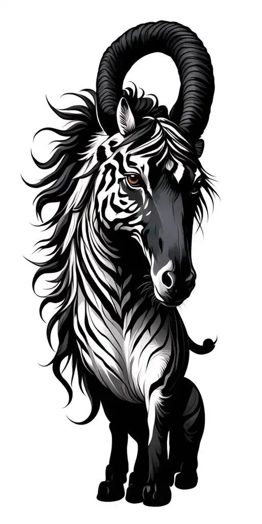 chinese zodiac goat, horse, tiger tattoo design idea