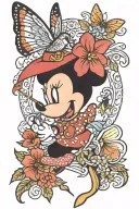 minnie mouse with sks tattoo holding a humming bird  tattoo design idea
