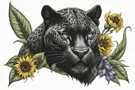 black panther sunflower hyacinth tattoo design idea