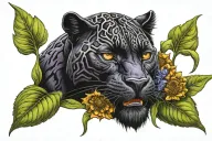 black panther sunflower hyacinth tattoo design idea