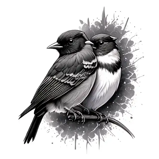 Two Robins tattoo design idea