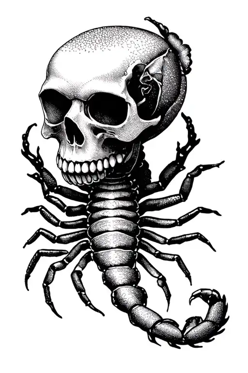 scorpion rose skull  tattoo design idea