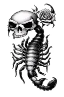 scorpion rose skull  tattoo design idea