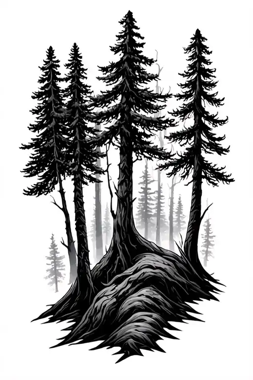 Forest me pines tattoo design idea