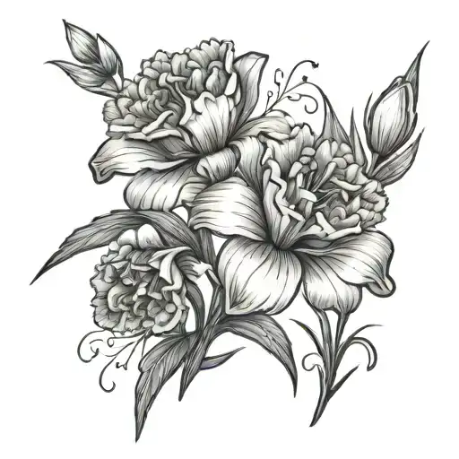 carnation and snowdrop flower tattoo design idea