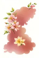 Color flower bouquet of cherry blossom, rose, honeysuckle, aster, chrysanthemum, daffodil, morn tattoo design idea