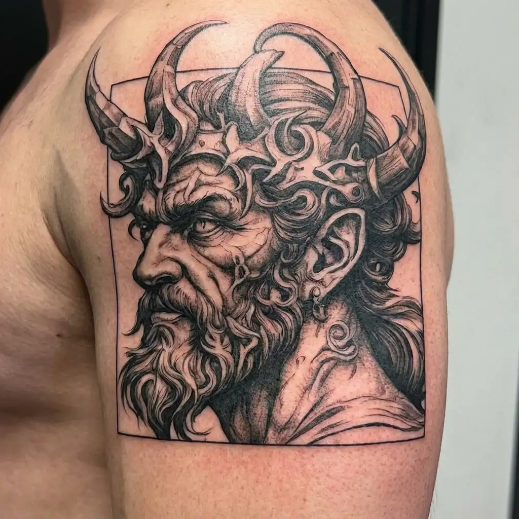 unique Poseidon tattoo design idea