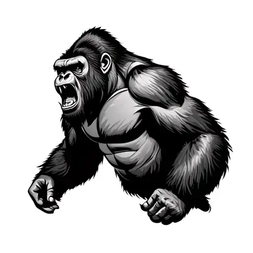 gorilla roaring tattoo design idea