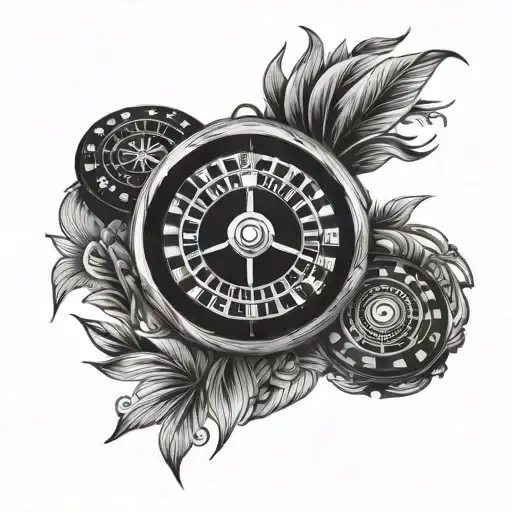 roulette wheel. blackjack hand. triple 7 tattoo design idea
