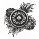 roulette wheel. blackjack hand. triple 7 tattoo design idea