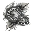 roulette wheel. blackjack hand. triple 7 tattoo design idea