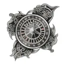 roulette wheel. blackjack hand. triple 7 tattoo design idea