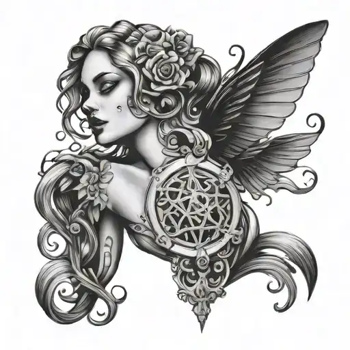 Submissive chastity tattoo design idea