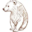 bear from side outline interwined with paisleys minimalistic tattoo design idea