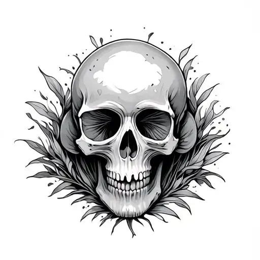 psychedelic mushroom skull tattoo design idea