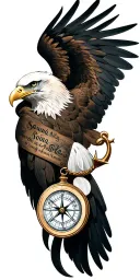 EAGLE, ANCHOR, HIGHWAY COMPASS WITH WIFES NAME "SONIA" WRITTEN tattoo design idea