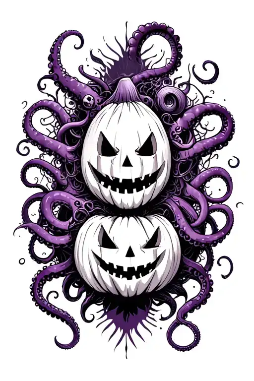 jack o lantern, tentacles, eldritch, deep space tattoo design idea
