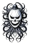 jack o lantern, tentacles, eldritch, deep space tattoo design idea