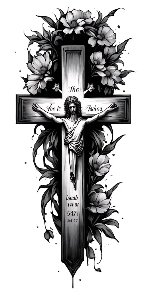 Cross,Bible verse Isaiah 54:17, tattoo design idea